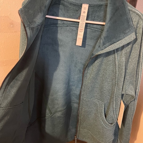 Scuba Oversized Funnel-Neck Zip Up Plush jacket, XS/S, green-teal - Picture 4 of 5